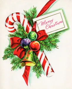 Balls Gallery: Festive Candy Cane Greetings, 1940s (lithograph)