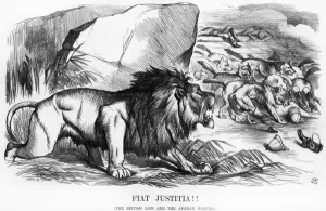 Fiat Justitia! The British Lion and the Afghan Wolves, cartoon from Punch Magazine Fiat Justitia! The British Lion and the Afghan Wolves, cartoon from Punch Magazine