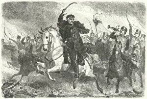 Field Marshal Blucher at the Battle of Ligny, 1815 (engraving)