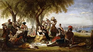 Images Dated 5th June 2012: A Fiesta Scene, on the Lido, near Venice, 1848 (oil on canvas)