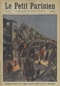 Fifty deserters from the French Foreign Legion stopping a train at Bourached Fifty deserters from the French Foreign Legion stopping a train at Bourached