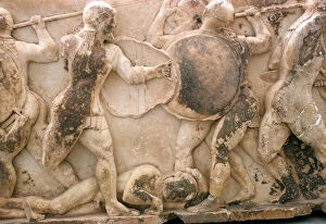 Fight over the body of Patroclus, frieze from the Siphnian Treasury, c.525 BC (marble)