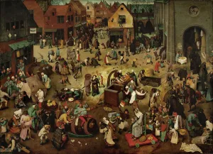 Fight between Carnival and Lent, 1559 (oil on oak panel) Fight between Carnival and Lent, 1559 (oil on oak panel)