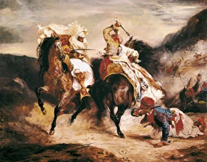 Painte Gallery: The fight of Giaour and Pasha. Inspire from Lord Byrons poem 'Le Giaour '