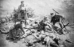 War & Military Scenes: 20th Century Gallery: After a Fight: Searching Dead Germans for Identification Discs, 1914-19 (litho)