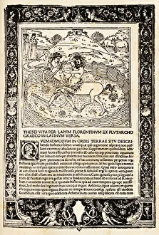 Fight Of Teseo With The Minotauro (woodcut) Fight Of Teseo With The Minotauro (woodcut)