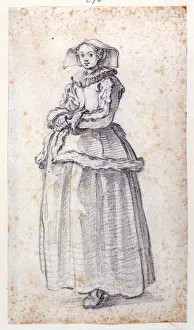 Figure with Fur-Trimmed Dress (black chalk on paper) Figure with Fur-Trimmed Dress (black chalk on paper)