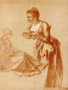 Figure studies for a standing and a seated girl Figure studies for a standing and a seated girl