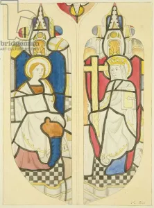 Two figures in east window north transept of St Mary Redcliffe (w/c on paper) Two figures in east window north transept of St Mary Redcliffe (w/c on paper)