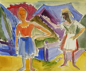 Images Dated 30th December 2011: Two Figures; Zwei Gestalten, (watercolour over charcoal)