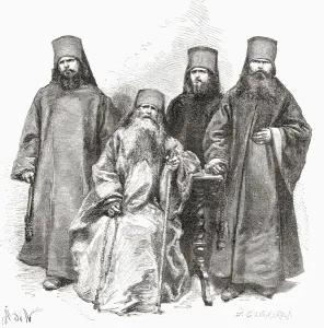 Filaret Drozdov and his three sons, from El Mundo en la Mano, published 1878 Filaret Drozdov and his three sons, from El Mundo en la Mano, published 1878