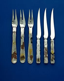 Part of a fine and rare set of 36 dessert knives and forks