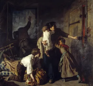Fire scene. A family stuck in their apartment tries to escape the fire of the building Fire scene. A family stuck in their apartment tries to escape the fire of the building