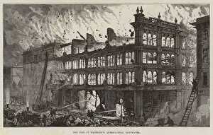 Queens Road Gallery: The Fire at Whiteley s, Queen s-Road, Bayswater (engraving)