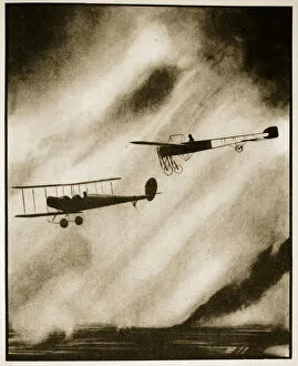 Bernard John Partridge Gallery: The First British Air Reconnaissance in the Great War, illustration from Flying Memories by John Hamilton
