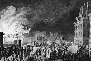 First of the French revolution: Fire of the guard corps on the Pont Neuf in Paris on 29 August 1788