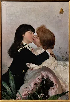 Affectionate Gallery: First Kiss, 1890 (oil on canvas)