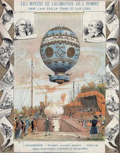 First manned free balloon flight, Pilatre de Rozier and the Marquis d'Arlandes First manned free balloon flight, Pilatre de Rozier and the Marquis d'Arlandes