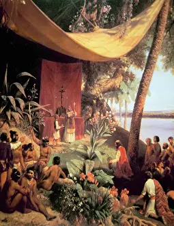 The first Mass held in the Americas (oil on canvas) The first Mass held in the Americas (oil on canvas)