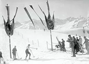 Skiing Collection: The first Olympic Winter Games, competitions with spectators in uniform, Chamonix, France