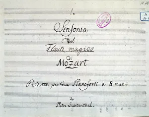 First page of the symphony score reduced to two pianos and eight hands of Die Zauberflote First page of the symphony score reduced to two pianos and eight hands of Die Zauberflote