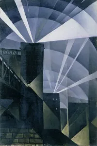 1914 1918 Gallery: The First Searchlights at Charing Cross, 1914 (oil on canvas)
