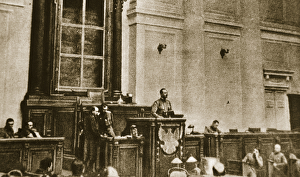 First session of the Soviet Duma, 1917 (sepia photo) First session of the Soviet Duma, 1917 (sepia photo)