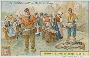 A Fish Market in Old Holland (chromolitho)