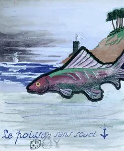 The Fish Without Worry, illustration for the handwritten collection of poems ' The Fish Without Worry, illustration for the handwritten collection of poems '