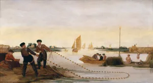 Two Fishermen Pulling in their Nets (oil on panel) Two Fishermen Pulling in their Nets (oil on panel)