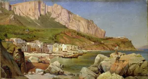 A Fishing Village at Capri (oil on paper on canvas) A Fishing Village at Capri (oil on paper on canvas)