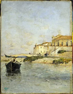 The fishing village. Painting by Alfred Casile (1848-1909). Limoux, Musee Petiet The fishing village. Painting by Alfred Casile (1848-1909). Limoux, Musee Petiet