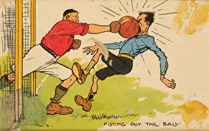 Images Dated 14th July 2008: Fisting out the Ball, a mounted postcard (colour litho)