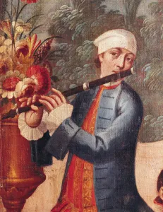 A Flautist, detail from a screen (oil on canvas) A Flautist, detail from a screen (oil on canvas)