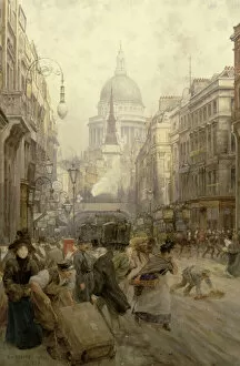 Pauls Cathedral Gallery: Fleet Street Looking East, 1898 (w / c on paper)