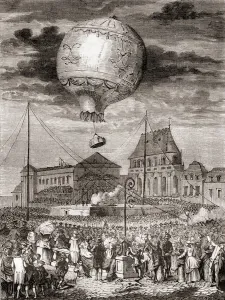The flight of the Aerostat Reveillon on 19th of September 1783 by the Montgolfier The flight of the Aerostat Reveillon on 19th of September 1783 by the Montgolfier