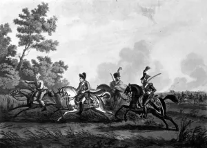 Flight of Bonaparte from the Field of Waterloo accompanied by his Guide, 1816 (litho) Flight of Bonaparte from the Field of Waterloo accompanied by his Guide, 1816 (litho)