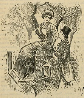 Flirting. Illustration by George du Maurier (1834-1896) published 1882 Flirting. Illustration by George du Maurier (1834-1896) published 1882