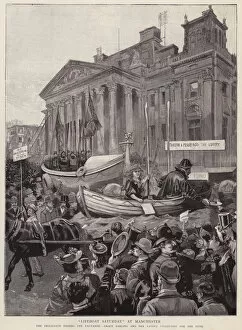 Float raising funds for the Royal National Lifeboat Institution passing the Exchange in Manchester, 1892 (litho)
