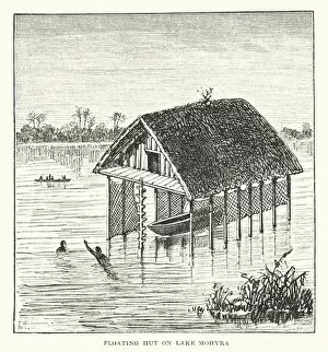 Related Images Gallery: Floating hut on Lake Mohyra (engraving)