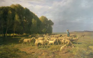 Flock of Sheep in a Landscape (oil on canvas) Flock of Sheep in a Landscape (oil on canvas)