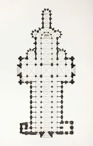 Floor plan of the 13th century ogive style Notre Dame cathedral in Rouen, France Floor plan of the 13th century ogive style Notre Dame cathedral in Rouen, France