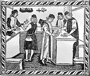 Images Dated 20th April 2011: Florentine bank, 1490 (woodcut)