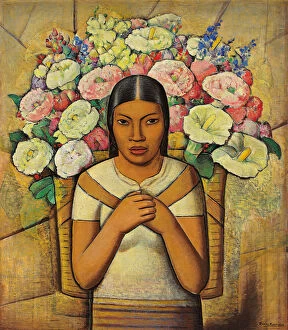 Young Woman Collection: Flower Seller; Vendedora de flores, c.1934 (oil on canvas)