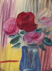 Flowers in Blue Vase; Blumen in Blauer Vase, 1936 (oil on paper laid down Flowers in Blue Vase; Blumen in Blauer Vase, 1936 (oil on paper laid down