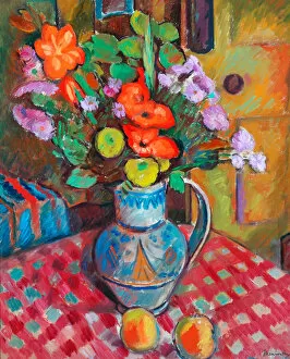 Flowers in a Pot (oil on canvas)