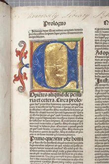 Books, Book Covers & Frontispieces Gallery: Fol 1, detail, Quaestiones in quattuor libros Sententiarum, by John Duns Scotus (vellum)