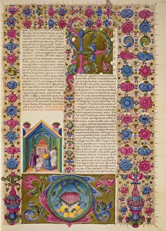 Images Dated 11th July 2011: Fol.123r Opening of the Second Book of Maccabees, from the Borso d Este Bible. Vol 2 (vellum)