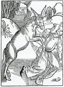 Of folys oppressyd with theyr owne foly, illustration from Alexander Barclay's Of folys oppressyd with theyr owne foly, illustration from Alexander Barclay's