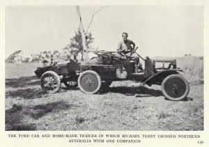 The Ford car and home-made trailer in which Michael Terry crossed Northern Australia with one companion (b/w photo) The Ford car and home-made trailer in which Michael Terry crossed Northern Australia with one companion (b/w photo)